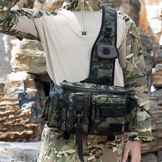 Fishing Tackle Bag with Rod Holder Outdoor Outdoor Sports Tactical Waist Gear Lure Pack Hiking Climbing Camping Travel Backpack