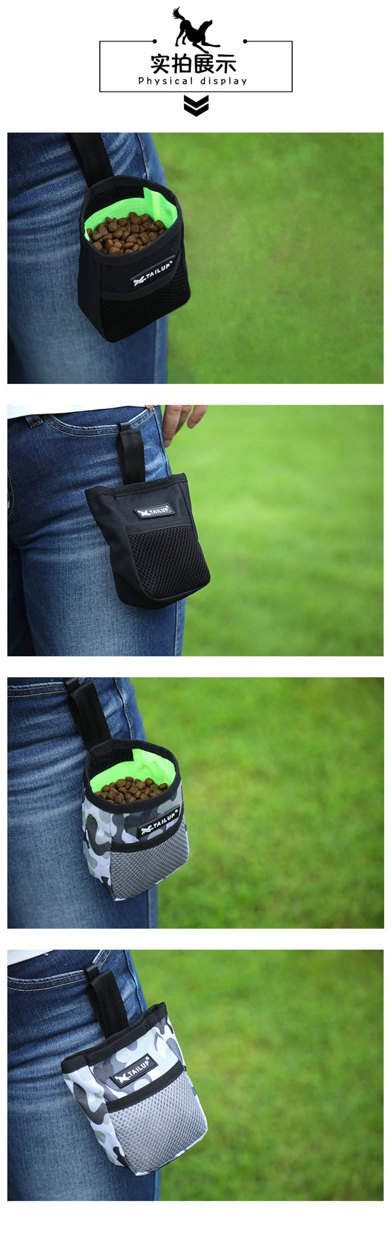 Dog Snack Training Pouch Pet Kibble Treat Bag Outdoor Portable Puppy Waist Bag Dogs Snack Carrier Food Storage Container Pocket