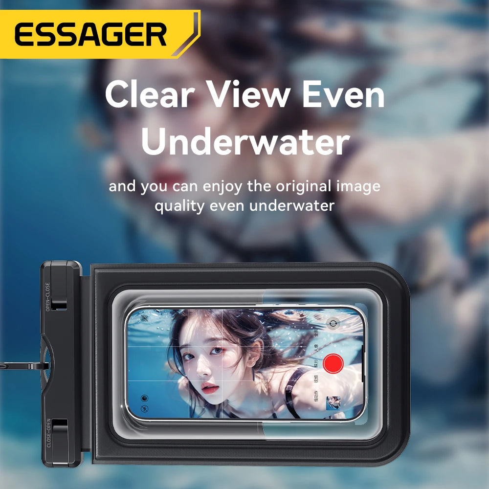 Essager IPX8 Dual-pocket Waterproof Phone Case for iPhone16 15 14 13 Floating Dry Bag for Snorkeling  Beach Swim Universal Cover