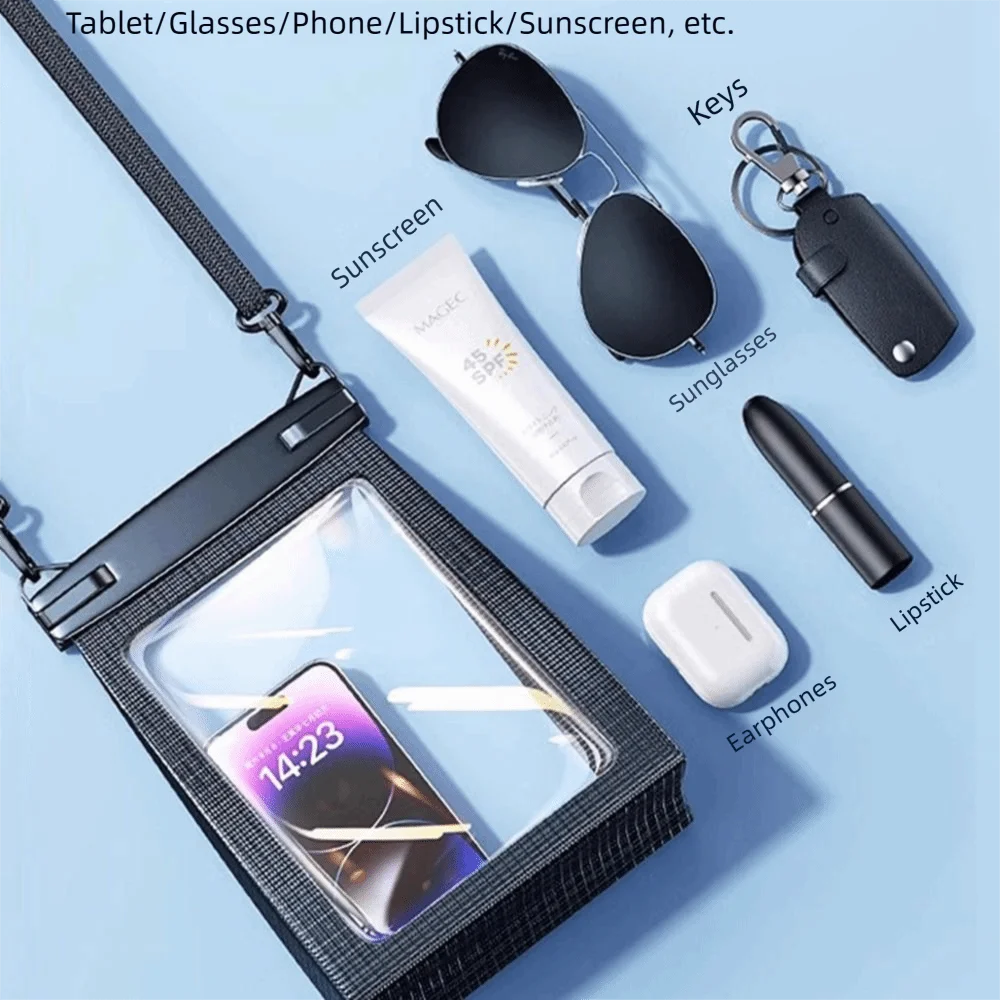 Touch Screen Waterproof Phone Bag Adjustable Lanyard Stereoscopic Underwater Swim Storage Pouch Large Capacity IPX8 Waterproof