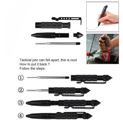 Tactical Pen Self Defense Tool with Glass Breaker Survival Supplies High Quality Metal Ballpoint Pen for Writing and Protection