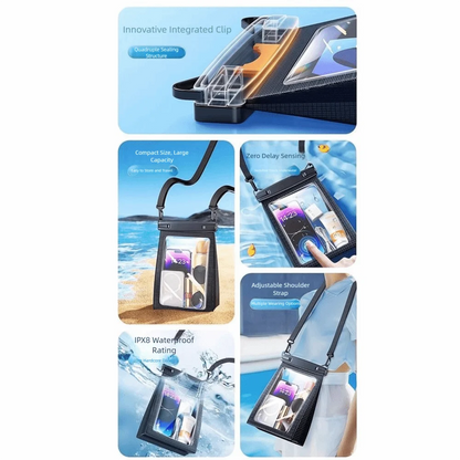 Touch Screen Waterproof Phone Bag Adjustable Lanyard Stereoscopic Underwater Swim Storage Pouch Large Capacity IPX8 Waterproof
