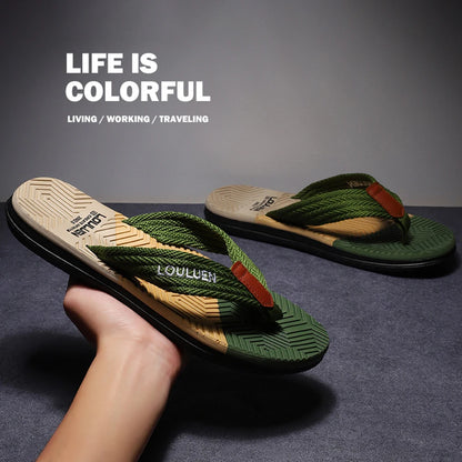 Men Slippers Outside Beach Flat Flip-flop Summer Casual Slippers Indoor Home Male Comfortable Anti-slip Shoes Thong Sandals