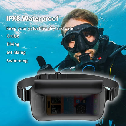 30M Underwater Waterproof Adjustable Waist Bag for Swimming Snorkeling Skiing & Snowboarding - Dry Shoulder Phone Pouch