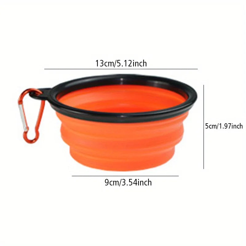 Dog Folding Bowl Portable Dog Travel Bowl Dog Food Water Bowl for Outdoor Walking Silicone Dog Food Water Bowl with Bowl Lip