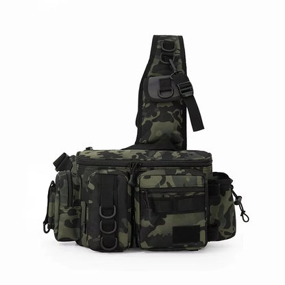 Fishing Tackle Bag with Rod Holder Outdoor Outdoor Sports Tactical Waist Gear Lure Pack Hiking Climbing Camping Travel Backpack