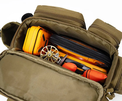Fishing Tackle Backpack Lure Box Gear Storage Bag Fanny Pack for Men Fly Fishing Backpack with Rod Holder Sling Shoulder Bag