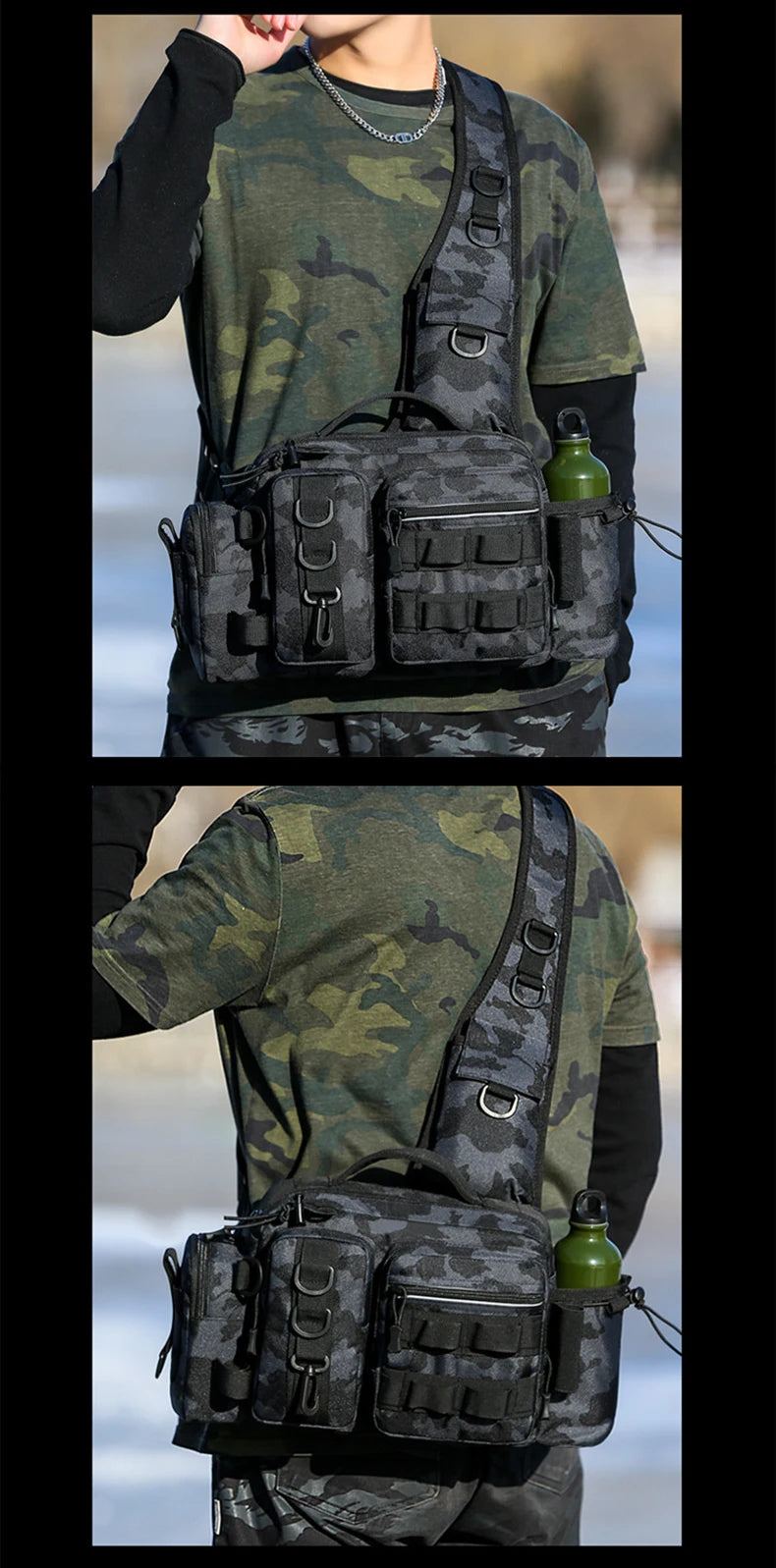 Fishing Tackle Bag with Rod Holder Outdoor Outdoor Sports Tactical Waist Gear Lure Pack Hiking Climbing Camping Travel Backpack