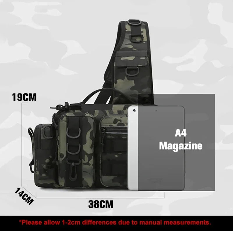 Fishing Tackle Bag with Rod Holder Outdoor Outdoor Sports Tactical Waist Gear Lure Pack Hiking Climbing Camping Travel Backpack