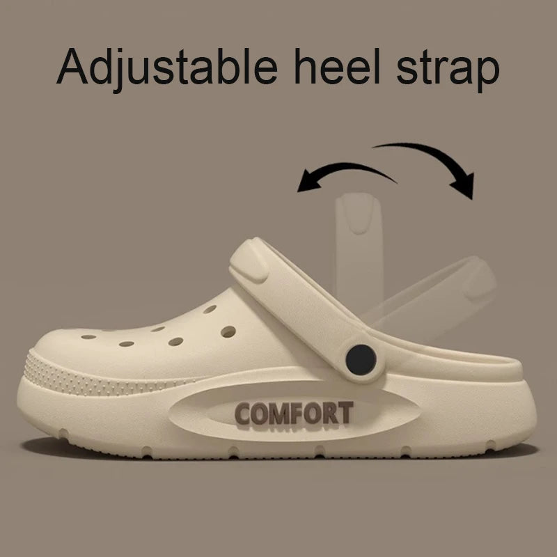 Women's Men's Slippers Summer Anti-Slip Couple Hollow Covered Toe Indoor Outdoor Casual Thick Bottom Sandals for Home Adults