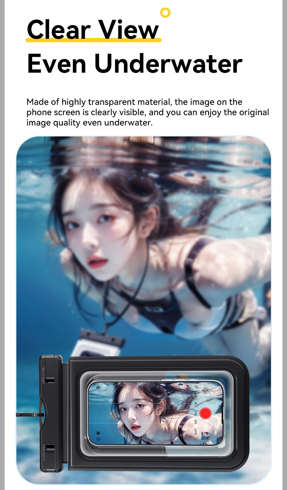 Essager IPX8 Dual-pocket Waterproof Phone Case for iPhone16 15 14 13 Floating Dry Bag for Snorkeling  Beach Swim Universal Cover