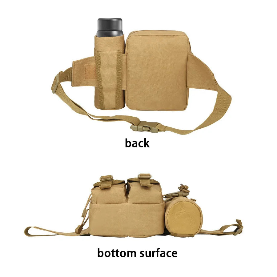 Multi-sport water bottle waist bag is detachable and suitable for outdoor sports such as mountaineering, camping, and hiking