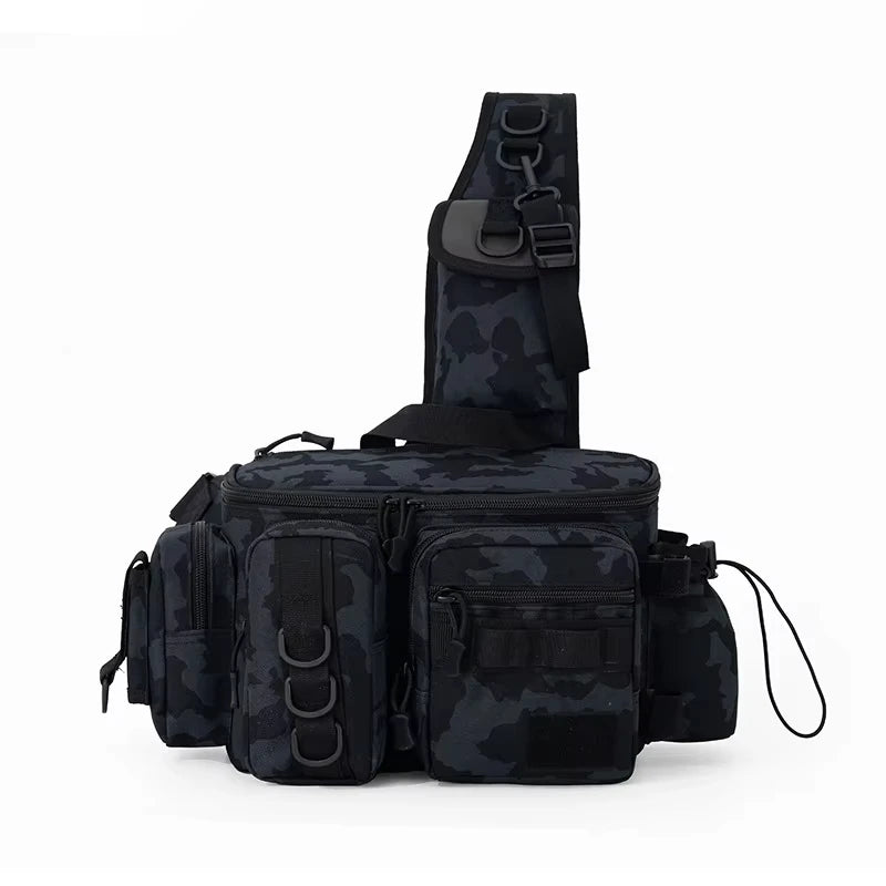 Fishing Tackle Bag with Rod Holder Outdoor Outdoor Sports Tactical Waist Gear Lure Pack Hiking Climbing Camping Travel Backpack