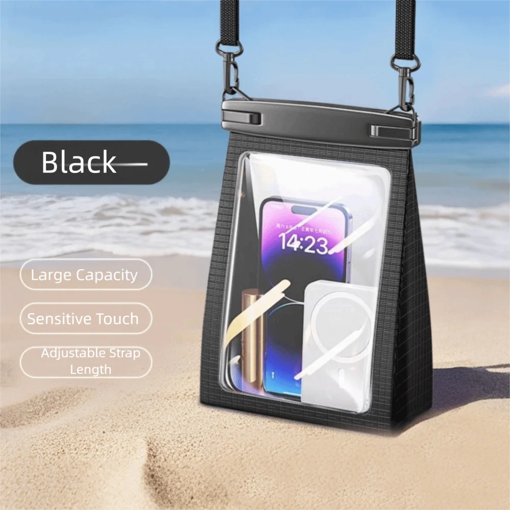 Touch Screen Waterproof Phone Bag Adjustable Lanyard Stereoscopic Underwater Swim Storage Pouch Large Capacity IPX8 Waterproof