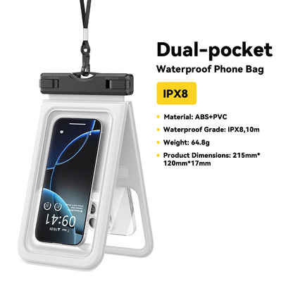 Essager IPX8 Dual-pocket Waterproof Phone Case for iPhone16 15 14 13 Floating Dry Bag for Snorkeling  Beach Swim Universal Cover