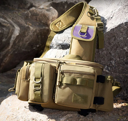 Fishing Tackle Backpack Lure Box Gear Storage Bag Fanny Pack for Men Fly Fishing Backpack with Rod Holder Sling Shoulder Bag