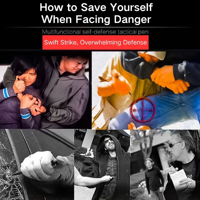 Tactical Pen Self Defense Tool with Glass Breaker Survival Supplies High Quality Metal Ballpoint Pen for Writing and Protection