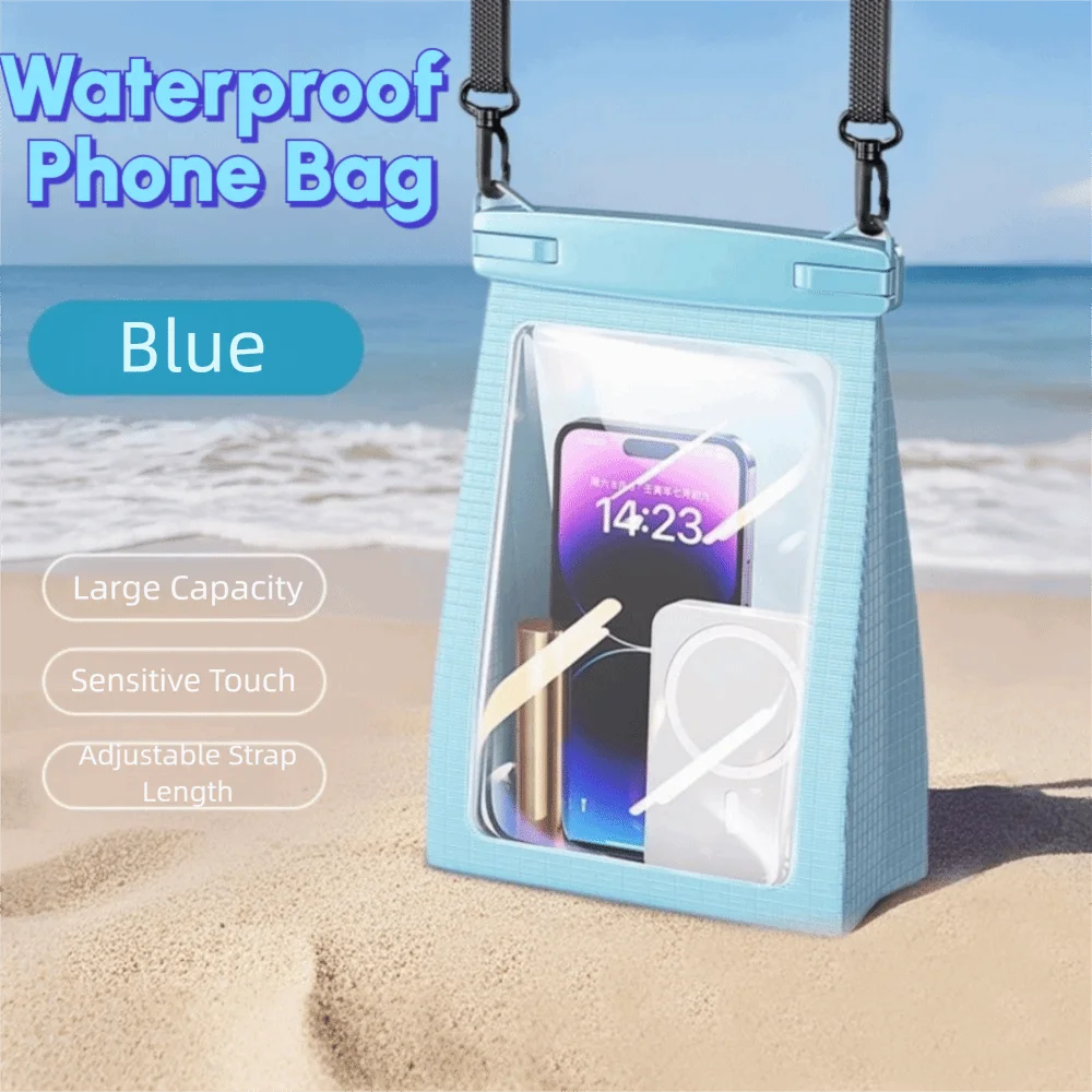 Touch Screen Waterproof Phone Bag Adjustable Lanyard Stereoscopic Underwater Swim Storage Pouch Large Capacity IPX8 Waterproof