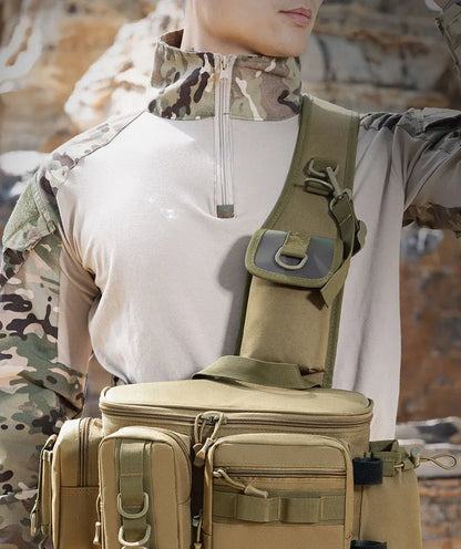 Fishing Tackle Backpack Lure Box Gear Storage Bag Fanny Pack for Men Fly Fishing Backpack with Rod Holder Sling Shoulder Bag