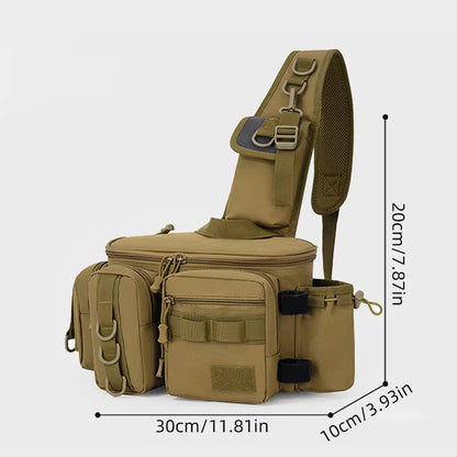 Fishing Tackle Bag with Rod Holder Outdoor Outdoor Sports Tactical Waist Gear Lure Pack Hiking Climbing Camping Travel Backpack