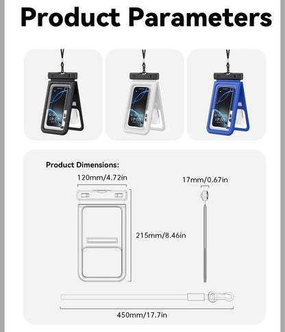 Essager IPX8 Dual-pocket Waterproof Phone Case for iPhone16 15 14 13 Floating Dry Bag for Snorkeling  Beach Swim Universal Cover